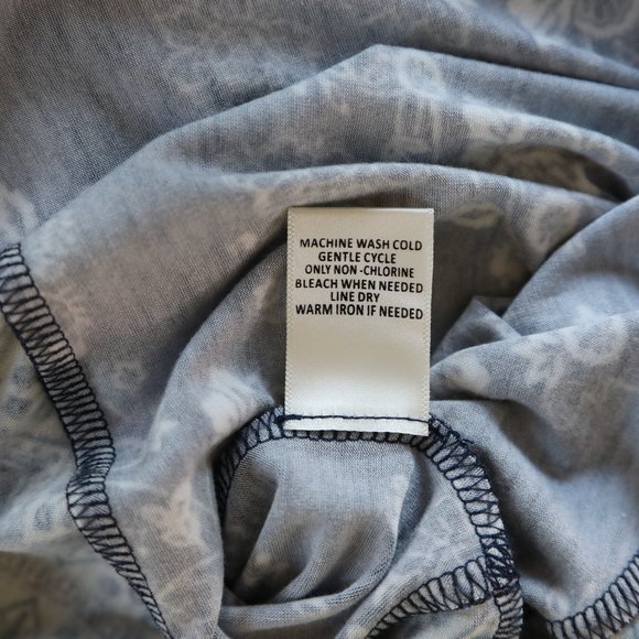 Blue patterned tunic blouse w/contrasting pattern - Picture 8 of 9